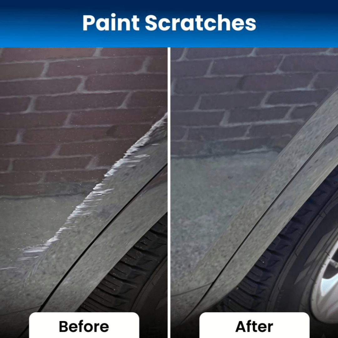 Before and after using NanoPolix on paint scratches