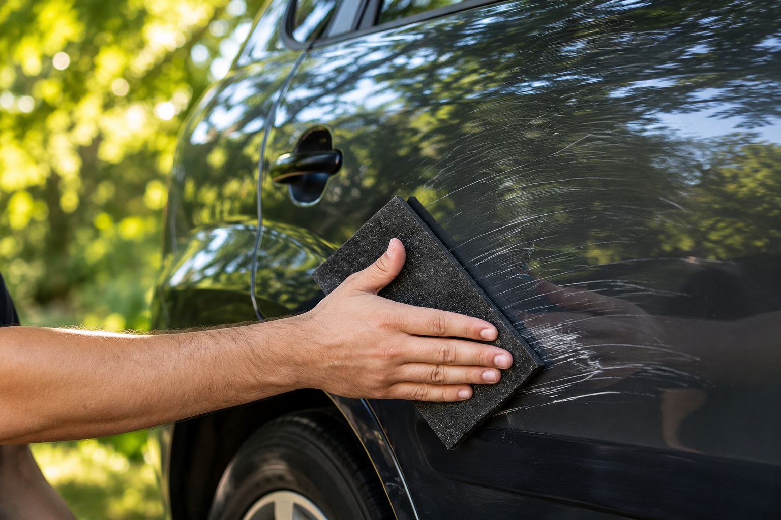 NanoPolix removing scratches from black paint